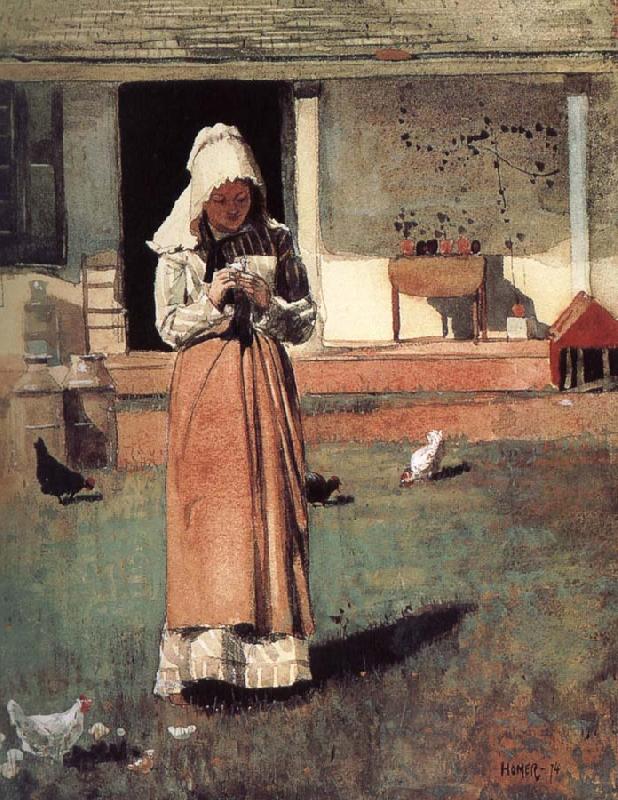 Winslow Homer Sick chicken Norge oil painting art